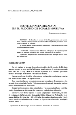 Bivalvia) En El Plioceno De Bonares (Huelva)