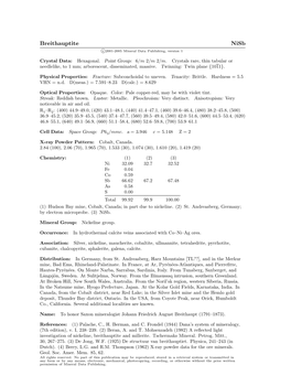 Breithauptite Nisb C 2001-2005 Mineral Data Publishing, Version 1