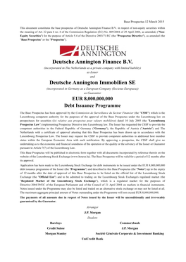 Deutsche Annington Immobilien SE (Incorporated in Germany As a European Company (Societas Europaea)) As Guarantor EUR 8,000,000,000 Debt Issuance Programme