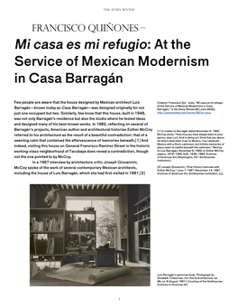 Mi Casa Es Mi Refugio: at the Service of Mexican Modernism in Casa Barragán