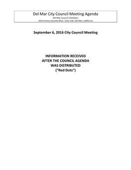 Del Mar City Council Meeting Agenda Del Mar Council Chambers 2010 Jimmy Durante Blvd., Suite 100, Del Mar, California