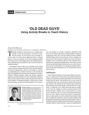 'OLD DEAD GUYS' Using Activity Breaks to Teach History