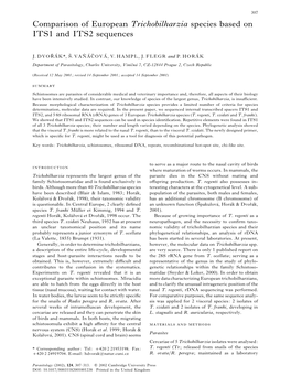 Comparison of European Trichobilharzia Species Based on ITS1 and ITS2 Sequences