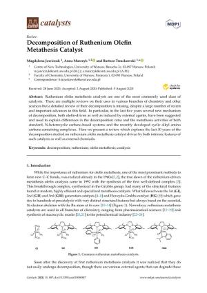Decomposition of Ruthenium Olefin Metathesis Catalyst