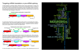 Targeting Mrna Translation Or Pre-Mrna Splicing