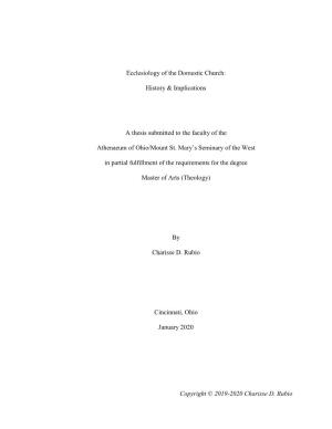 Ecclesiology of the Domestic Church