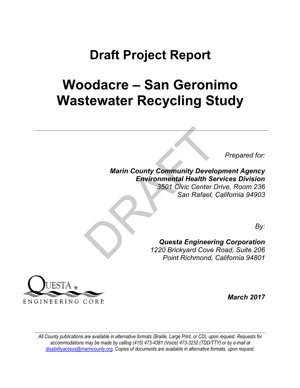 Woodacre – San Geronimo Wastewater Recycling Study