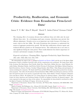 Productivity, Reallocation, and Economic Crisis: Evidence from Ecuadorian Firm-Level Data∗