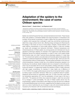 Adaptation of the Spiders to the Environment: the Case of Some Chilean Species