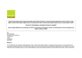 Walshaw Moor Withdrawal and Modification of Consent