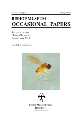 OCCASIONAL PAPERS Records of the Hawaii Biological Survey for 2018