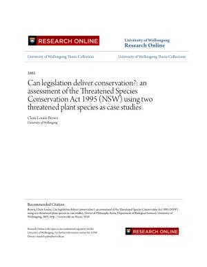 Can Legislation Deliver Conservation?: an Assessment of The