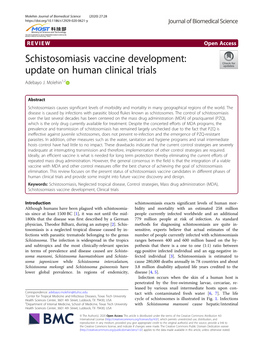 Schistosomiasis Vaccine Development: Update on Human Clinical Trials Adebayo J