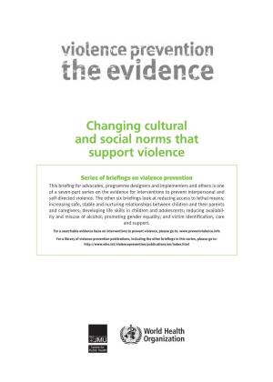 Changing Cultural and Social Norms That Support Violence