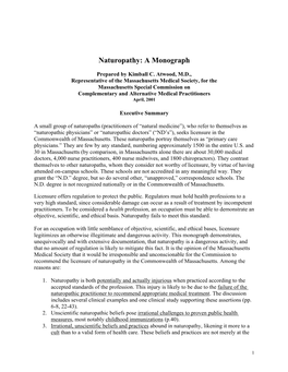 Naturopathy: a Monograph