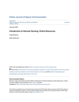 Introduction to Remote Sensing: Online Resources