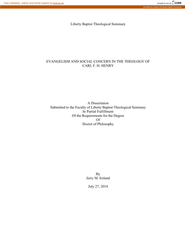 Evangelism and Social Concern in the Theology of Carl F. H. Henry