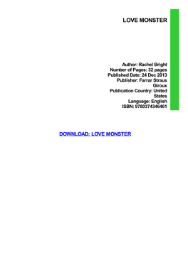 Love Monster Pdf Free Download