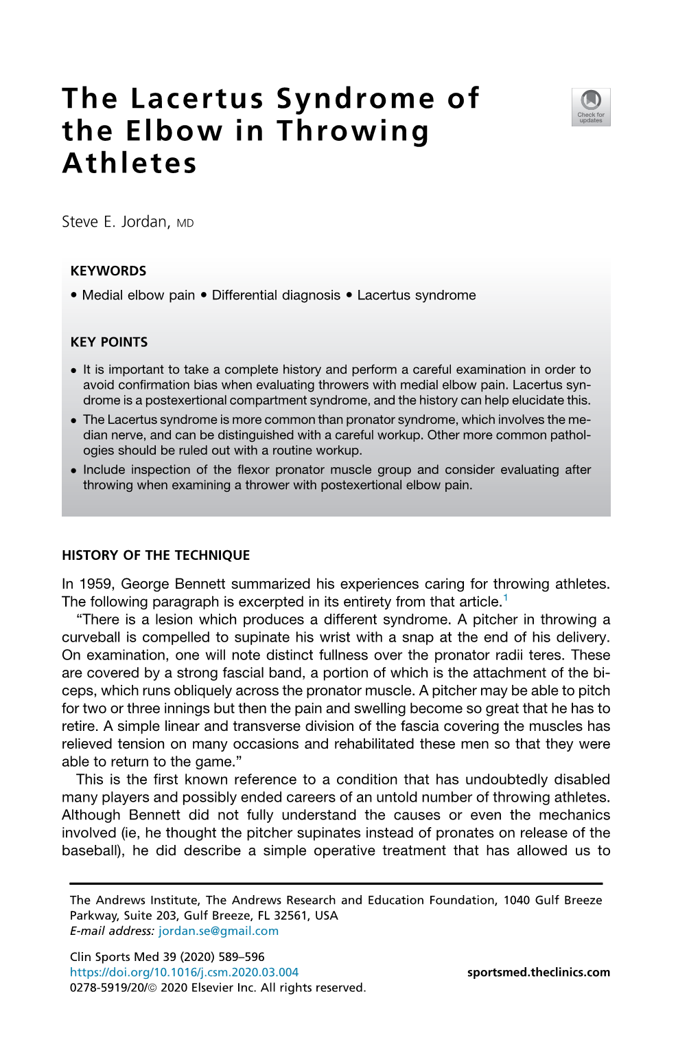 The Lacertus Syndrome of the Elbow in Throwing Athletes