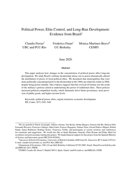 Political Power, Elite Control, and Long-Run Development: Evidence from Brazil∗