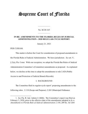 In Re Amendments to Florida Rules of Judicial
