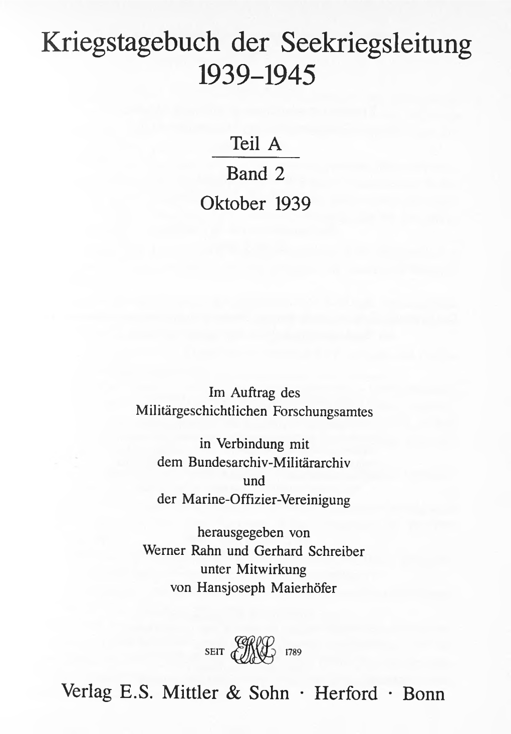 Kriegstagebuch Der Seekriegsleitung 1939-1945