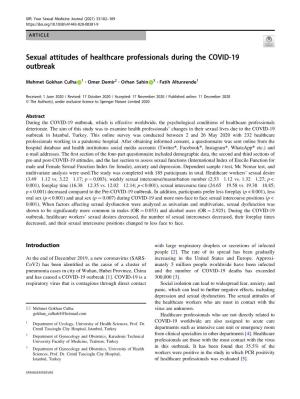 Sexual Attitudes of Healthcare Professionals During the COVID-19 Outbreak