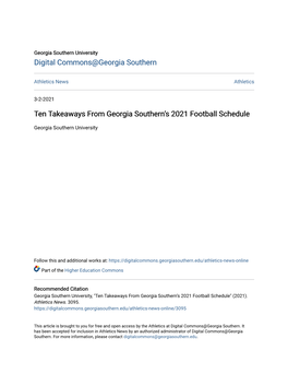 Ten Takeaways from Georgia Southern's 2021 Football Schedule