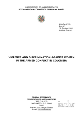 Violence and Discrimination Against Women in the Armed Conflict in Colombia