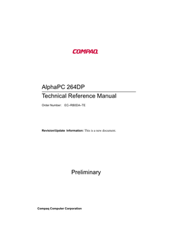 Alphapc 264DP Technical Reference Manual Preliminary