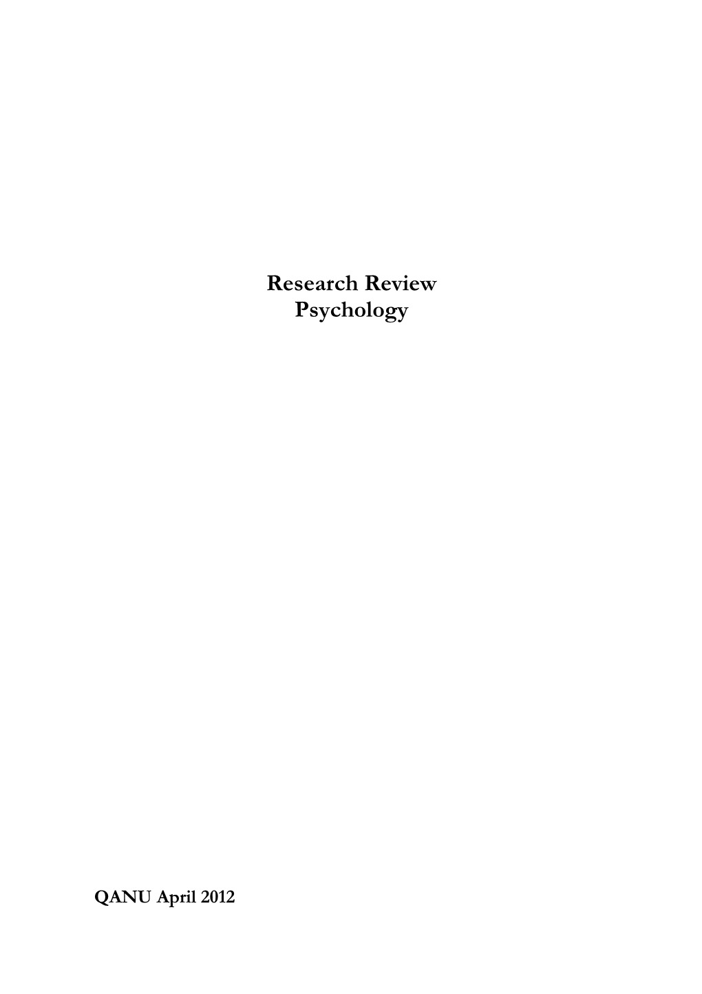 Research Review Psychology