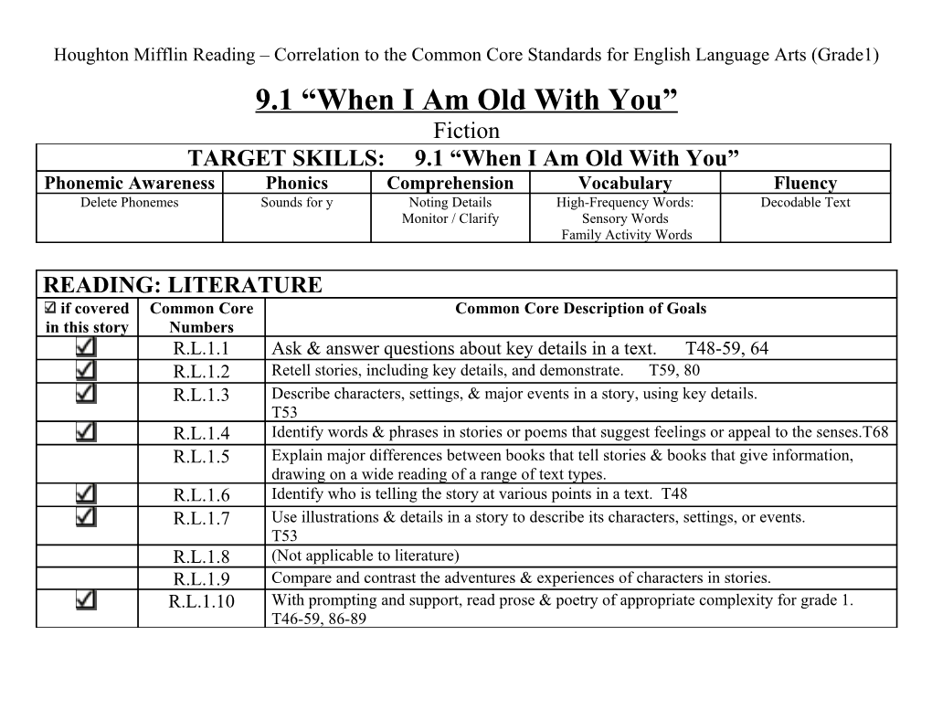 Houghton Mifflin Reading Correlation to the Common Core Standards for English Language