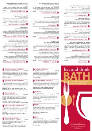 Eat and Drink Located at Bath Mill Lodge (BA2 9JF) but Open 7 Days a a Hidden Gem Just 15 Minutes’ Walk from Bath Abbey, This Week to Non-Residents