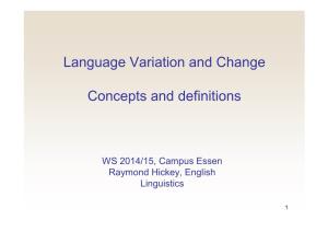 Language Variation and Change Concepts and Definitions