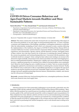 COVID-19 Drives Consumer Behaviour and Agro-Food Markets Towards Healthier and More Sustainable Patterns