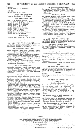 Supplement to the London Gazette, 3 February, 1944
