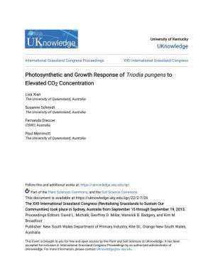 Photosynthetic and Growth Response of &lt;Em&gt;Triodia Pungens&lt;/Em&gt; To