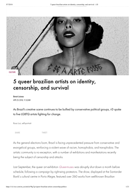 5 Queer Brazilian Artists on Identity, Censorship, and Survival - I-D