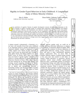 Rigidity in Gender-Typed Behaviors in Early Childhood: a Longitudinal 3 4 Study of Ethnic Minority Children 5 6 May L