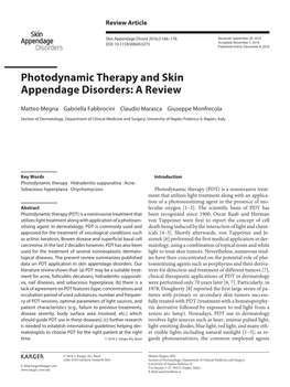 Photodynamic Therapy and Skin Appendage Disorders: a Review