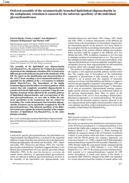 Ordered Assembly of the Asymmetrically Branched Lipid