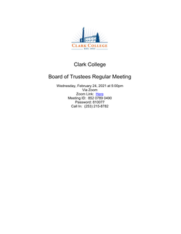 Clark College Board of Trustees Regular Meeting