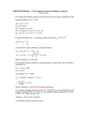 2 (Gravimetric Analysis/Volumetric Analysis) Answer Key