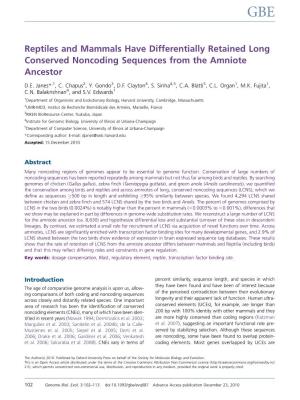 Reptiles and Mammals Have Differentially Retained Long Conserved Noncoding Sequences from the Amniote Ancestor
