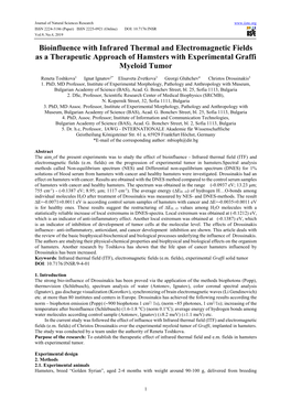 Bioinfluence with Infrared Thermal and Electromagnetic Fields As a Therapeutic Approach of Hamsters with Experimental Graffi Myeloid Tumor