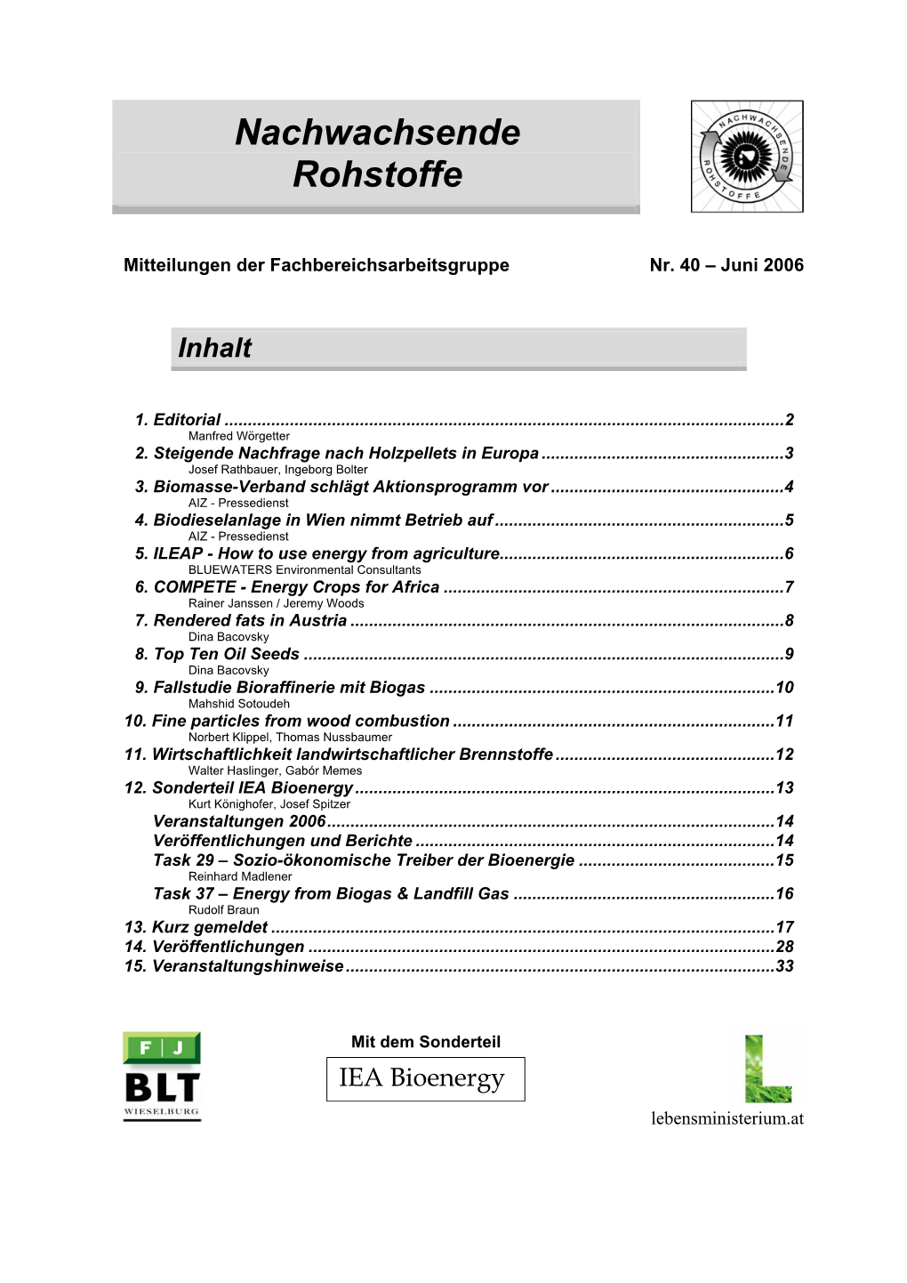 Mitteilungen Nachwachsende Rohstoffe