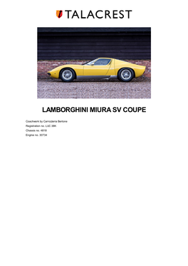 Lamborghini Miura Sv Coupe