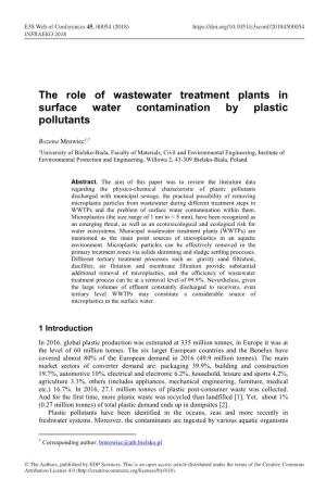 The Role of Wastewater Treatment Plants in Surface Water Contamination by Plastic Pollutants