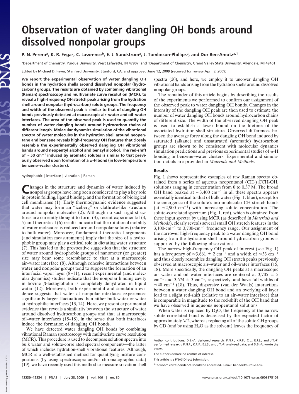 Observation of Water Dangling OH Bonds Around Dissolved Nonpolar Groups