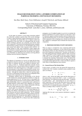 Image Restoration Using a Hybrid Combination of Particle Filtering and Wavelet Denoising